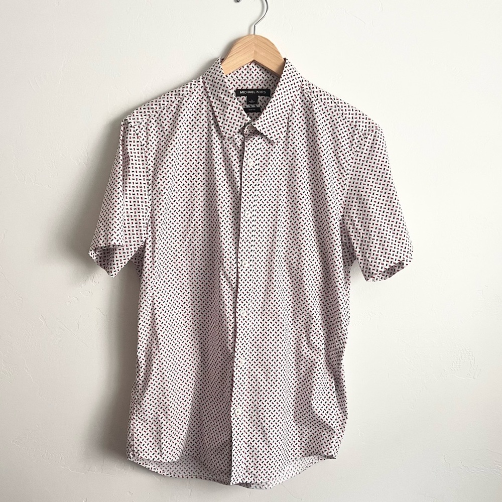 NWOT MensMichael Kors Logo Slimfit Button Down Shirt L